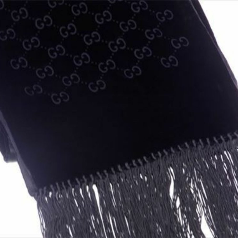 Gucci Scarf G logos Black Woman unisex Authentic Used - Picture 2 of 6